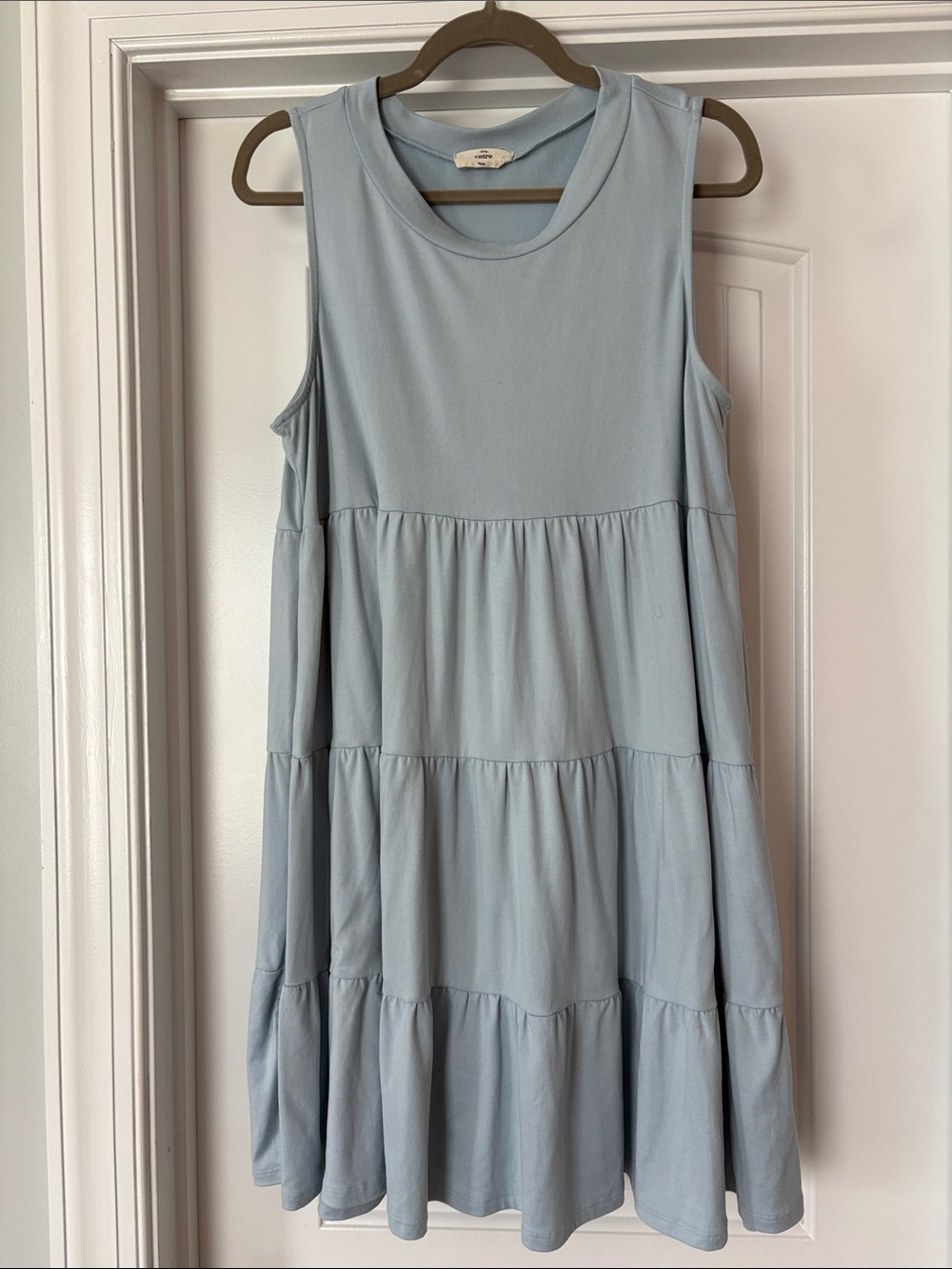entro Light Blue Sleeveless Tiered Midi Dress